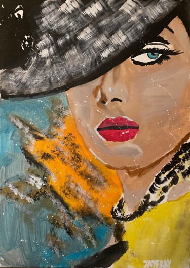 Painting titled "Femme de mode" by Jayfray, Original Artwork, Acrylic Mounted on Wood Stretcher frame