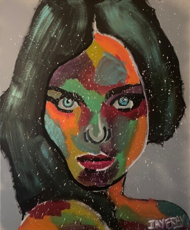 Peinture intitulée "Femme au regard bru…" par Jayfray, Œuvre d'art originale, Acrylique Monté sur Châssis en bois