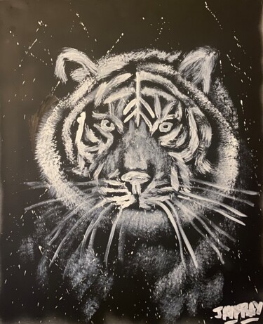 绘画 标题为“Le tigre” 由Jayfray, 原创艺术品, 丙烯 安装在木质担架架上