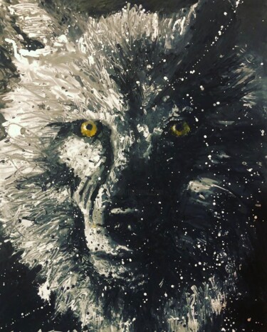 Peinture intitulée "Le loup" par Jayfray, Œuvre d'art originale, Acrylique Monté sur Châssis en bois