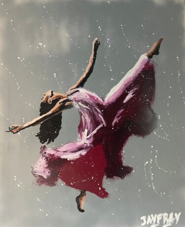 「La danseuse rouge」というタイトルの絵画 Jayfrayによって, オリジナルのアートワーク, アクリル ウッドストレッチャーフレームにマウント
