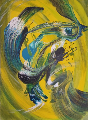Peinture intitulée "Yellow essence" par Jaykay, Œuvre d'art originale, Acrylique Monté sur Châssis en bois