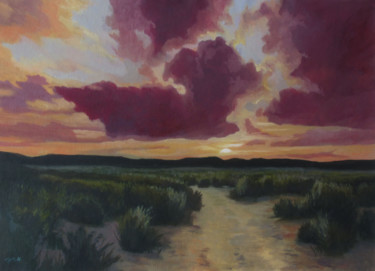 Painting titled "Desert Trail at Dusk" by Jmcd Art, Original Artwork, Oil