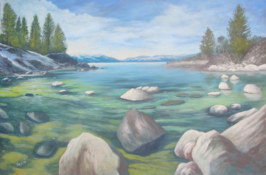 Painting titled "Wintery Cove" by Jmcd Art, Original Artwork, Oil