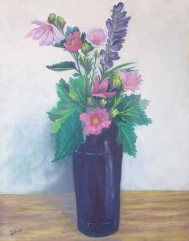 Painting titled "Various Florals in…" by Jmcd Art, Original Artwork, Oil