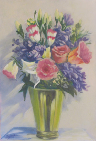 Painting titled "Various Florals in…" by Jmcd Art, Original Artwork, Oil