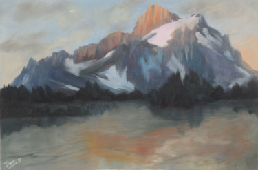 Painting titled "Mountain Summit" by Jmcd Art, Original Artwork, Oil
