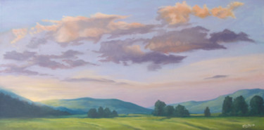 Painting titled "Grove sunset" by Jmcd Art, Original Artwork, Oil