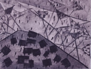 Картина под названием "Serie Raining Days.…" - Jayto Cardalliaguet, Подлинное произведение искусства, Древесный уголь