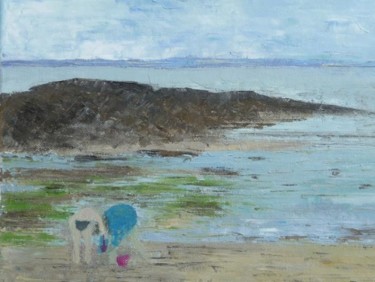 Painting titled "Vue sur Belle-île e…" by Martine Juskowiak, Original Artwork