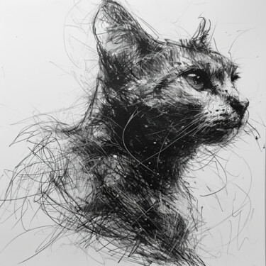 Digitale Kunst getiteld "Drawing Cat Link Pen" door Jb_ Joaofranca, Origineel Kunstwerk, Inkt