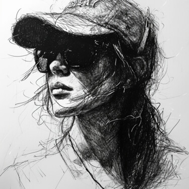Grafika cyfrowa / sztuka generowana cyfrowo zatytułowany „Drawing Woman” autorstwa Jb_ Joaofranca, Oryginalna praca, Atrament