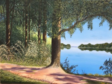 Painting titled "Au bord du lac" by Jean-Baptiste Knoblauch, Original Artwork, Oil