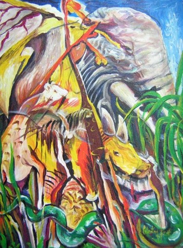 Peinture intitulée "Ma jungle" par Tatis, Œuvre d'art originale