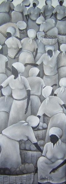 Peinture intitulée "Marché I" par Tatis, Œuvre d'art originale