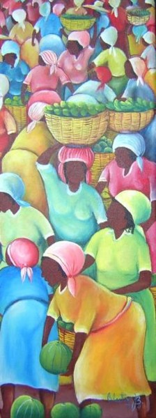 Painting titled "Marché III" by Tatis, Original Artwork