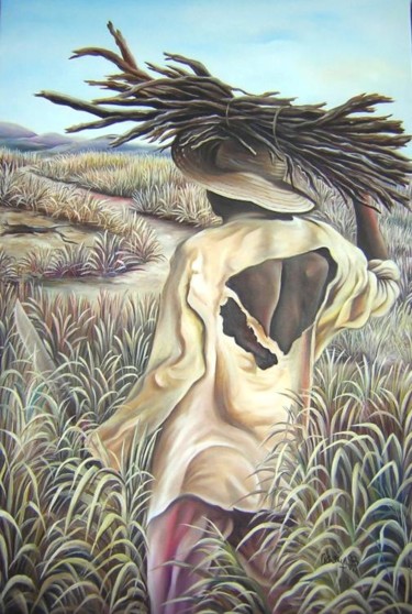 Peinture intitulée "Héro des champs" par Tatis, Œuvre d'art originale, Huile