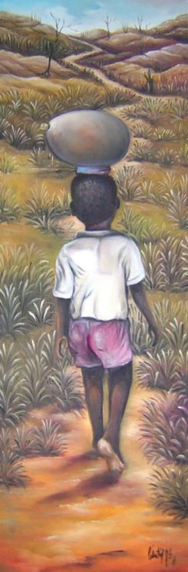 Peinture intitulée "Petit bonhomme" par Tatis, Œuvre d'art originale, Huile