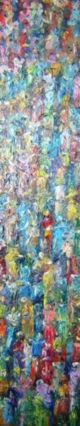 Painting titled "Marché foule" by Tatis, Original Artwork