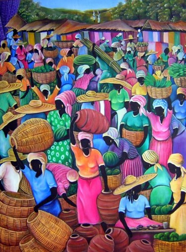 Painting titled "Marché Beauchamps" by Tatis, Original Artwork