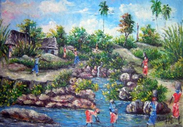 Peinture intitulée "Chemin de l'eau" par Tatis, Œuvre d'art originale