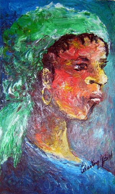 Peinture intitulée "Jeune paysanne" par Tatis, Œuvre d'art originale, Huile