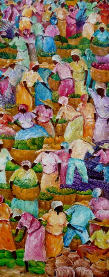 Painting titled "marché foul" by Tatis, Original Artwork