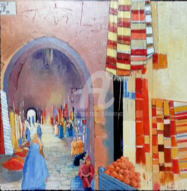 Peinture intitulée "L'entrée du souk" par James Burgevin, Œuvre d'art originale, Acrylique