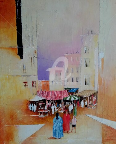 Painting titled "Marché maghrebin I" by James Burgevin, Original Artwork, Acrylic