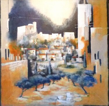 Peinture intitulée "Le chemin des Baux" par James Burgevin, Œuvre d'art originale, Acrylique