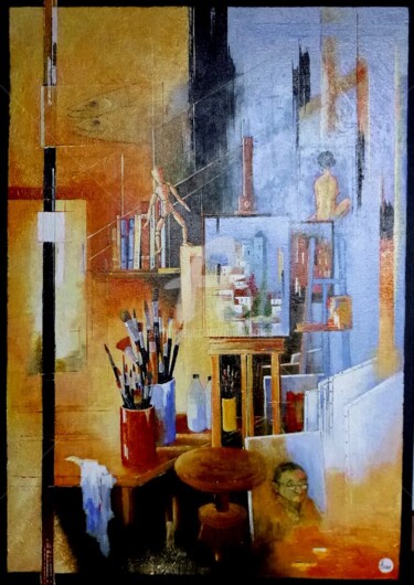 Painting titled "L'atelier II" by James Burgevin, Original Artwork