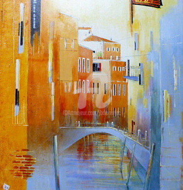 Schilderij getiteld "Le canal abandonné" door James Burgevin, Origineel Kunstwerk, Acryl
