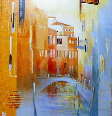 Schilderij getiteld "Le canal abandonné" door James Burgevin, Origineel Kunstwerk, Acryl