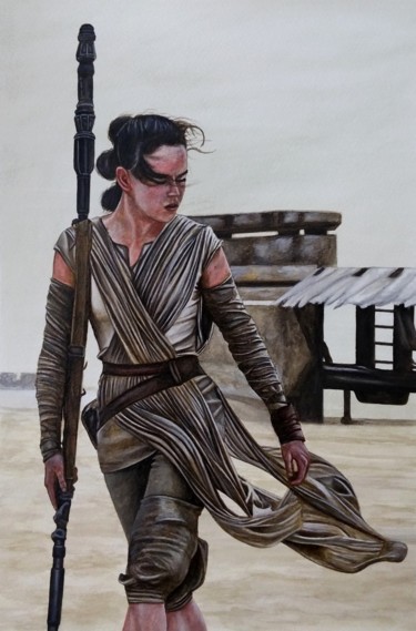 Pittura intitolato "The Force Awakens" da João Bello (JBello Studio), Opera d'arte originale, Acquarello