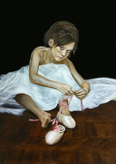 Painting titled "La Petite Danseuse" by João Bello (JBello Studio), Original Artwork, Oil Mounted on Wood Stretcher frame