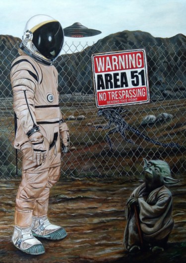 Painting titled "Area51" by João Bello (JBello Studio), Original Artwork, Acrylic Mounted on Other rigid panel