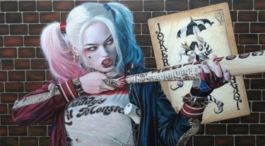 Malerei mit dem Titel "Harley Quinn" von João Bello (JBello Studio), Original-Kunstwerk, Acryl