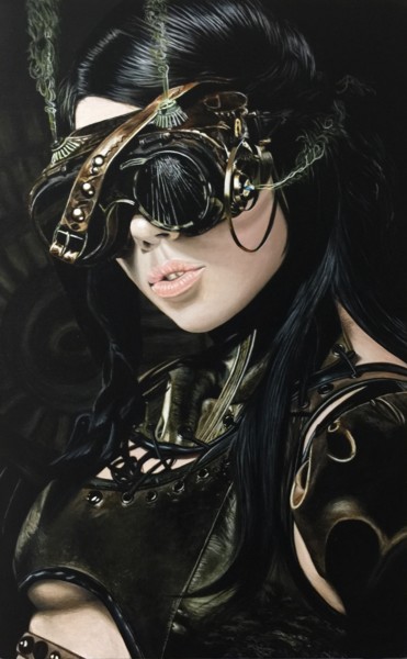 Painting titled "Steampunk Girl" by João Bello (JBello Studio), Original Artwork, Acrylic