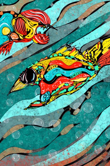 Digitale Kunst mit dem Titel "Depth Sea" von João Bello (JBello Studio), Original-Kunstwerk, Digitale Malerei