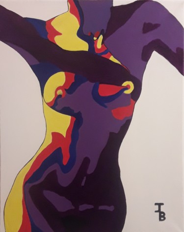 Painting titled "Femme nue" by Jonathan Besson, Original Artwork, Acrylic Mounted on Wood Stretcher frame