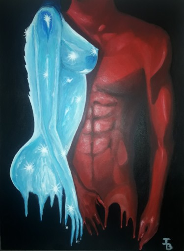 Painting titled "Vénus & Mars" by Jonathan Besson, Original Artwork, Acrylic Mounted on Wood Stretcher frame