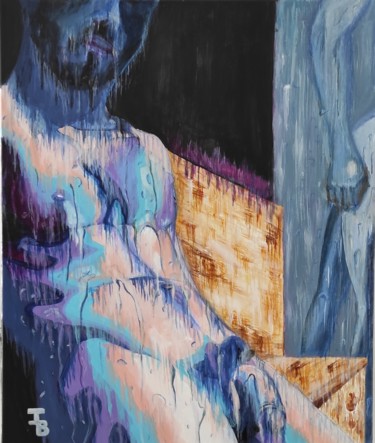 Картина под названием "Le sauna" - Jonathan Besson, Подлинное произведение искусства, Акрил Установлен на Деревянная рама дл…