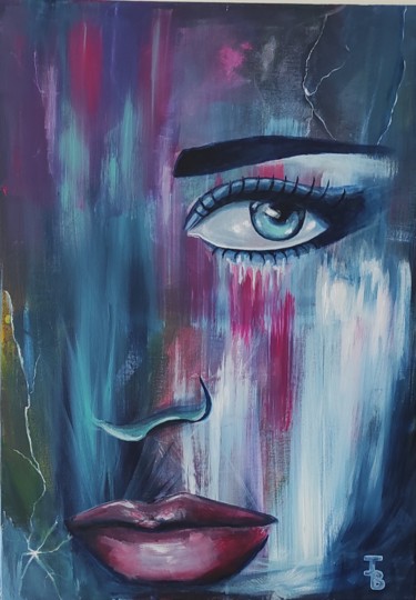 Painting titled "Sirène" by Jonathan Besson, Original Artwork, Acrylic Mounted on Wood Stretcher frame
