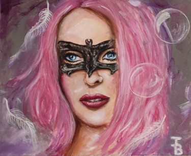 Painting titled "Pink masque" by Jonathan Besson, Original Artwork, Acrylic