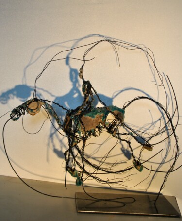 Sculpture intitulée "Chasseur de lune" par Jean-Christophe Bridoux, Œuvre d'art originale, Céramique