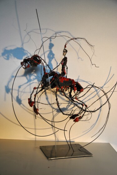 Escultura titulada "Garde fou rouge" por Jean-Christophe Bridoux, Obra de arte original, Cerámica