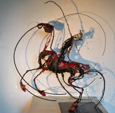 Sculpture intitulée "Lancier rouge" par Jean-Christophe Bridoux, Œuvre d'art originale, Céramique