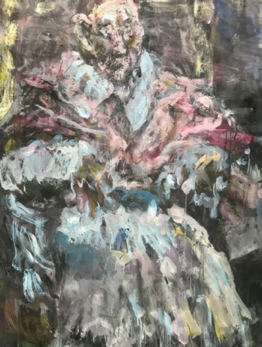 D’après le « Portrait d’Innocent X », Velasquez Painting titled "D’après le « Portra…" by Jc Desmerges, Original Artwork, Pigments Mounted on Wood Stretcher frame