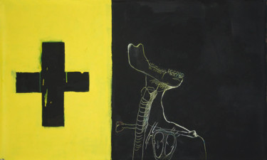 Painting titled "Cri sur fond noir" by Jean Christophe Le Du, Original Artwork, Acrylic
