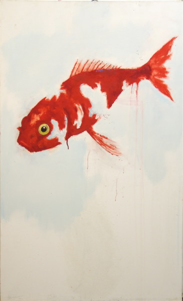 Painting titled "Poisson 2" by Jean Christophe Le Du, Original Artwork, Acrylic Mounted on Wood Stretcher frame